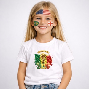 Tricou Senegal World Cup 2026 Fifa V2, din bumbac 100%, tricou alb, Copii | Dama | Barbat - Img 2