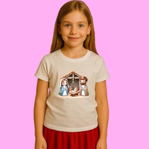Tricou Sfanta Familie In Staul, din bumbac 100%, tricou alb, Copii | Dama | Barbat - Img 1