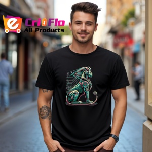 Tricou Sfinx egiptean digital cu decor abstract Copii | Dama | Barbat, culoare negru - Img 5