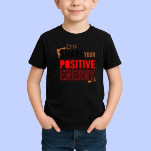 Tricou Share Your Positive Energy Text Rosu V2, din bumbac 100%, tricou negru Copii | Dama | Barbat - Img 2