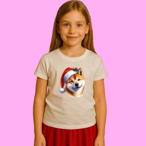 Tricou Shiba Inu Craciun Fericit, din bumbac 100%, tricou alb, Copii | Dama | Barbat - Img 2