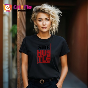 Tricou Side Hustle Font Modern Rosu Gri V1, din bumbac 100%, tricou negru Copii | Dama | Barbat - Img 8