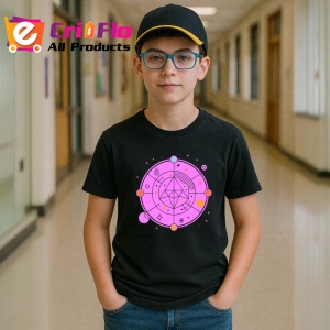 Tricou Simbol Geometric Roz Abstract Esoteric, Copii | Dama | Barbat, culoare negru - Img 9