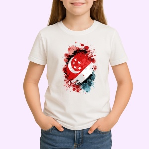 Tricou Singapore Steag Splash Art, Copii | Dama | Barbat - Img 2