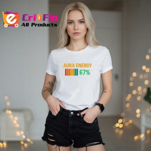 Tricou SIX SEVEN 67 Aura Energie Clasica, din bumbac 100%, tricou alb, Copii | Dama | Barbat - Img 3
