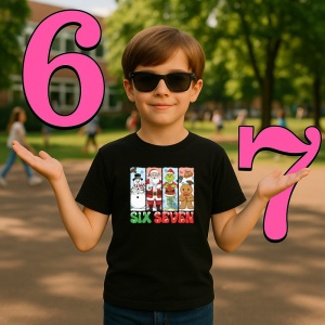 Tricou SIX SEVEN 67 Colectie Craciun Personaje, din bumbac 100%, tricou negru, Copii | Dama | Barbat - Img 2
