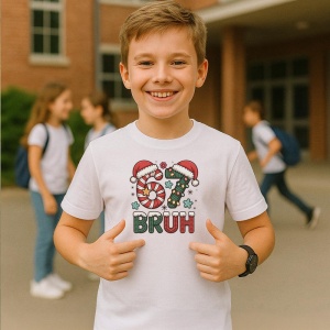 Tricou SIX SEVEN 67 Craciun Bruh, din bumbac 100%, tricou alb, Copii | Dama | Barbat - Img 2
