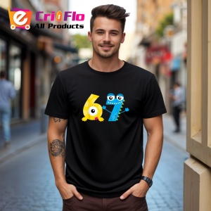 Tricou SIX SEVEN 67 Cute Numbers Friends, din bumbac 100%, tricou negru, Copii | Dama | Barbat - Img 3