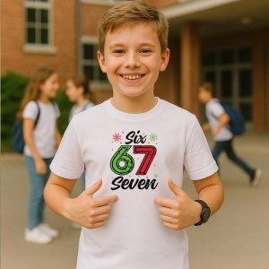 Tricou SIX SEVEN 67 Decor Craciun Verde Rosu, din bumbac 100%, tricou alb, Copii | Dama | Barbat - Img 2