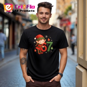 Tricou SIX SEVEN 67 Elf Craciun Dragut 2, din bumbac 100%, tricou negru, Copii | Dama | Barbat - Img 2