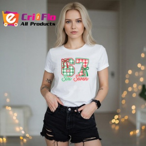 Tricou SIX SEVEN 67 Fundita Craciun, din bumbac 100%, tricou alb, Copii | Dama | Barbat