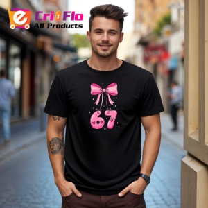 Tricou SIX SEVEN 67 Fundita Roz Draguta, din bumbac 100%, tricou negru, Copii | Dama | Barbat - Img 3