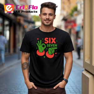 Tricou SIX SEVEN 67 Gest Verde Craciun, din bumbac 100%, tricou negru, Copii | Dama | Barbat - Img 2