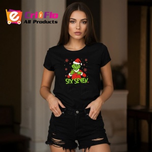 Tricou SIX SEVEN 67 Grinch Craciun Fun, din bumbac 100%, tricou negru, Copii | Dama | Barbat - Img 3