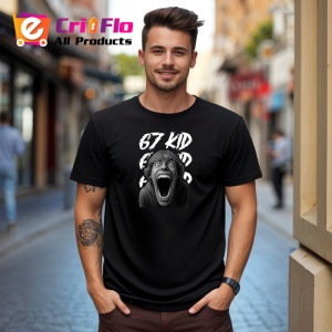 Tricou SIX SEVEN 67 Horror Scream Face, din bumbac 100%, tricou negru, Copii | Dama | Barbat