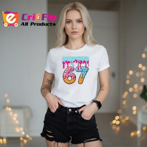 Tricou SIX SEVEN 67 Inghetata Drip, din bumbac 100%, tricou alb, Copii | Dama | Barbat - Img 3