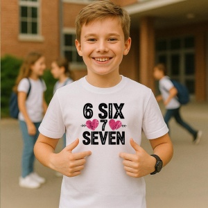 Tricou SIX SEVEN 67 Iubire Minimal, din bumbac 100%, tricou alb, Copii | Dama | Barbat - Img 2