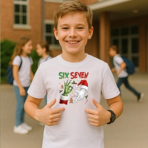 Tricou SIX SEVEN 67 Mana Craciun Clasica, din bumbac 100%, tricou alb, Copii | Dama | Barbat - Img 2