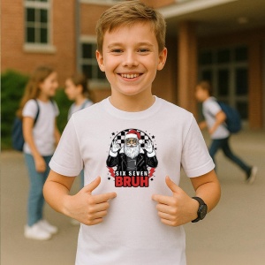 Tricou SIX SEVEN 67 Mos Craciun Bruh, din bumbac 100%, tricou alb, Copii | Dama | Barbat