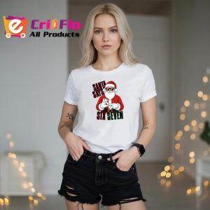 Tricou SIX SEVEN 67 Mos Craciun Cool 2, din bumbac 100%, tricou alb, Copii | Dama | Barbat - Img 3