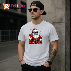 Tricou SIX SEVEN 67 Mos Craciun Rock 2, din bumbac 100%, tricou alb, Copii | Dama | Barbat - Img 3