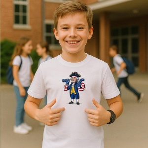 Tricou SIX SEVEN 67 Personaj Istoric Patriotic, din bumbac 100%, tricou alb, Copii | Dama | Barbat - Img 2