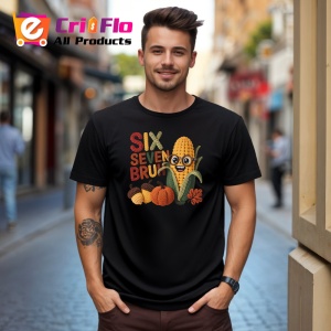 Tricou SIX SEVEN 67 Porumb Bruh, din bumbac 100%, tricou negru, Copii | Dama | Barbat