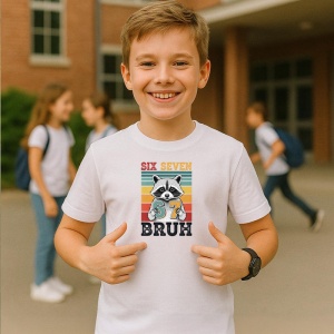 Tricou SIX SEVEN 67 Raton Bruh Retro, din bumbac 100%, tricou alb, Copii | Dama | Barbat - Img 2
