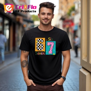 Tricou SIX SEVEN 67 Stil Patchwork, din bumbac 100%, tricou negru, Copii | Dama | Barbat - Img 2