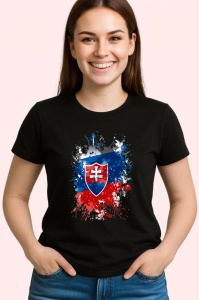 Tricou Slovakia Steag Splash Art, Copii | Dama | Barbat, culoare negru - Img 4
