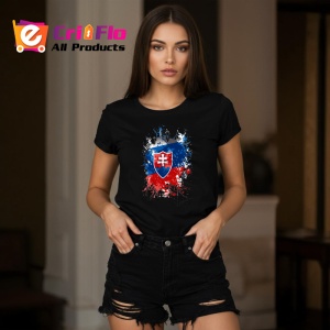 Tricou Slovakia Steag Splash Art, Copii | Dama | Barbat, culoare negru - Img 10