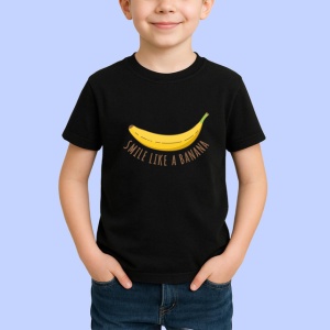 Tricou Smile Like A Banana Ilustratie Banana Galbena, din bumbac 100%, tricou negru Copii | Dama | Barbat - Img 2