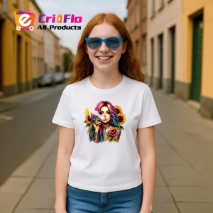 Tricou smoking girl floral tattoo, fata care fumeaza cu tatuaj floral, Copii | Dama | Barbat - Img 8