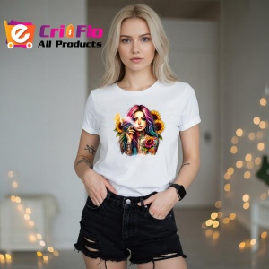 Tricou smoking girl floral tattoo, fata care fumeaza cu tatuaj floral, Copii | Dama | Barbat - Img 10