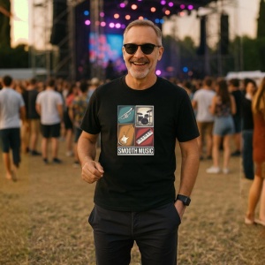 Tricou Smooth Music Instrumente Retro, Copii | Dama | Barbat, culoare negru - Img 4