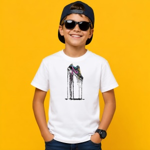 Tricou Sneaker Abstract Negru Auriu Drip Urban Liquid Art, din bumbac 100% Copii | Dama | Barbat