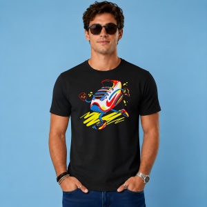 Tricou Sneaker Character Mergand Ilustratie Amuzanta Urban Street Style, din bumbac 100%, tricou negru, Copii | Dama | Barbat - Img 3