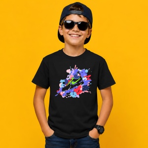 Tricou Sneaker Lime Green Splash Abstract Urban Streetwear Design, din bumbac 100%, tricou negru, Copii | Dama | Barbat