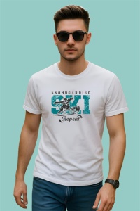 Tricou Snowboarding Ski Repeat Design Iarna V1, din bumbac 100% , tricou alb pentru Copii | Dama | Barbat - Img 3