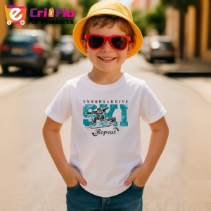 Tricou Snowboarding Ski Repeat Design Iarna V1, din bumbac 100% , tricou alb pentru Copii | Dama | Barbat - Img 4