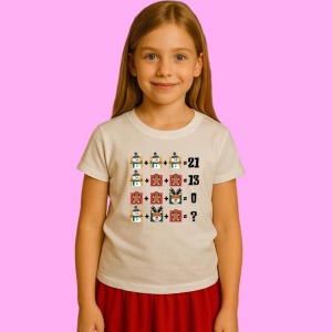 Tricou Snowman Reindeer Gingerbread Math Puzzle Christmas, din bumbac 100%, tricou alb, Copii | Dama | Barbat