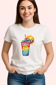 Tricou Soare cu ochelari si pahar text sunshine and sweet tea vara relaxata Copii | Dama | Barbat Barbat - Img 3