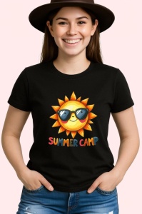 Tricou Soare vesel cu ochelari text summer camp desen de vacanta copii Copii | Dama | Barbat Barbat