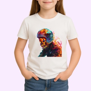 Tricou Soldat pe motor in flacari fundal artistic Copii | Dama | Barbat - Img 3