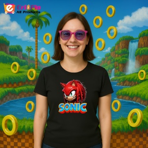 Tricou Sonic Knuckles - Furia Rosie Copii | Dama | Barbat - Img 3