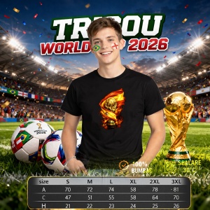 Tricou Spain World Cup Fifa 2026, din bumbac 100%, tricou negru, Copii | Dama | Barbat - Img 6