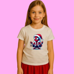 Tricou Spider Man Christmas Chibi, din bumbac 100%, tricou alb, Copii | Dama | Barbat - Img 2