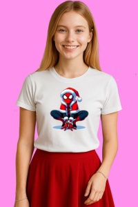 Tricou Spider Man Christmas Ghemuit, din bumbac 100%, tricou alb, Copii | Dama | Barbat