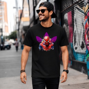 Tricou Spiderman Paint Splash Mov Rosu Urban Hero Streetwear, din bumbac 100%, tricou negru, Copii | Dama | Barbat - Img 5
