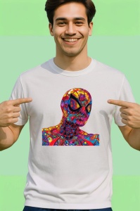 Tricou Spiderman pop art cu pumn in fata fundal alb Copii | Dama | Barbat - Img 2